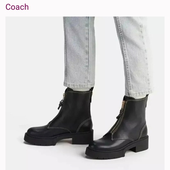 Zip front Liza black 7 coach boots - Picture 2 of 3